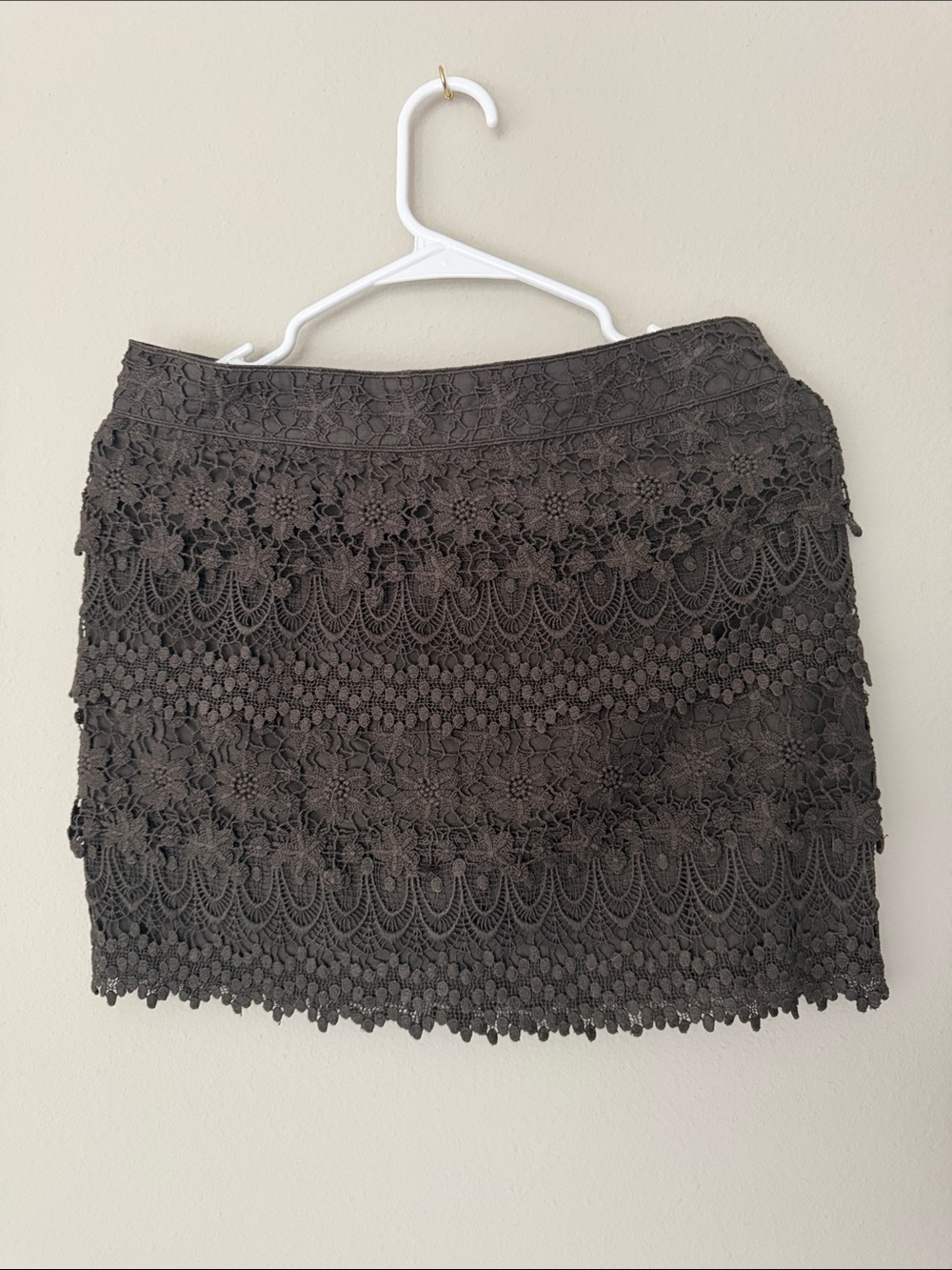 Lace Overlay Mini Skirt - Charcoal